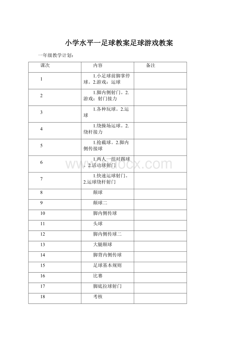 小学水平一足球教案足球游戏教案.docx_第1页