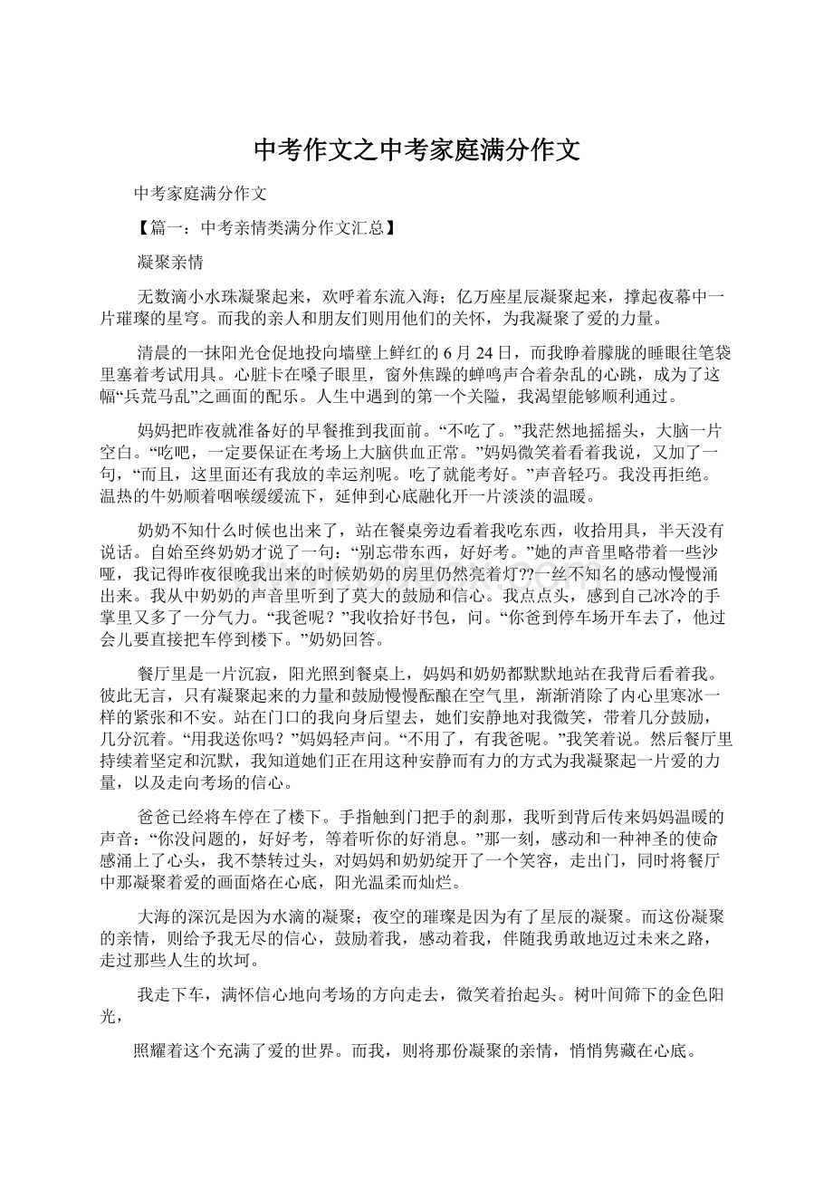 中考作文之中考家庭满分作文Word文档格式.docx