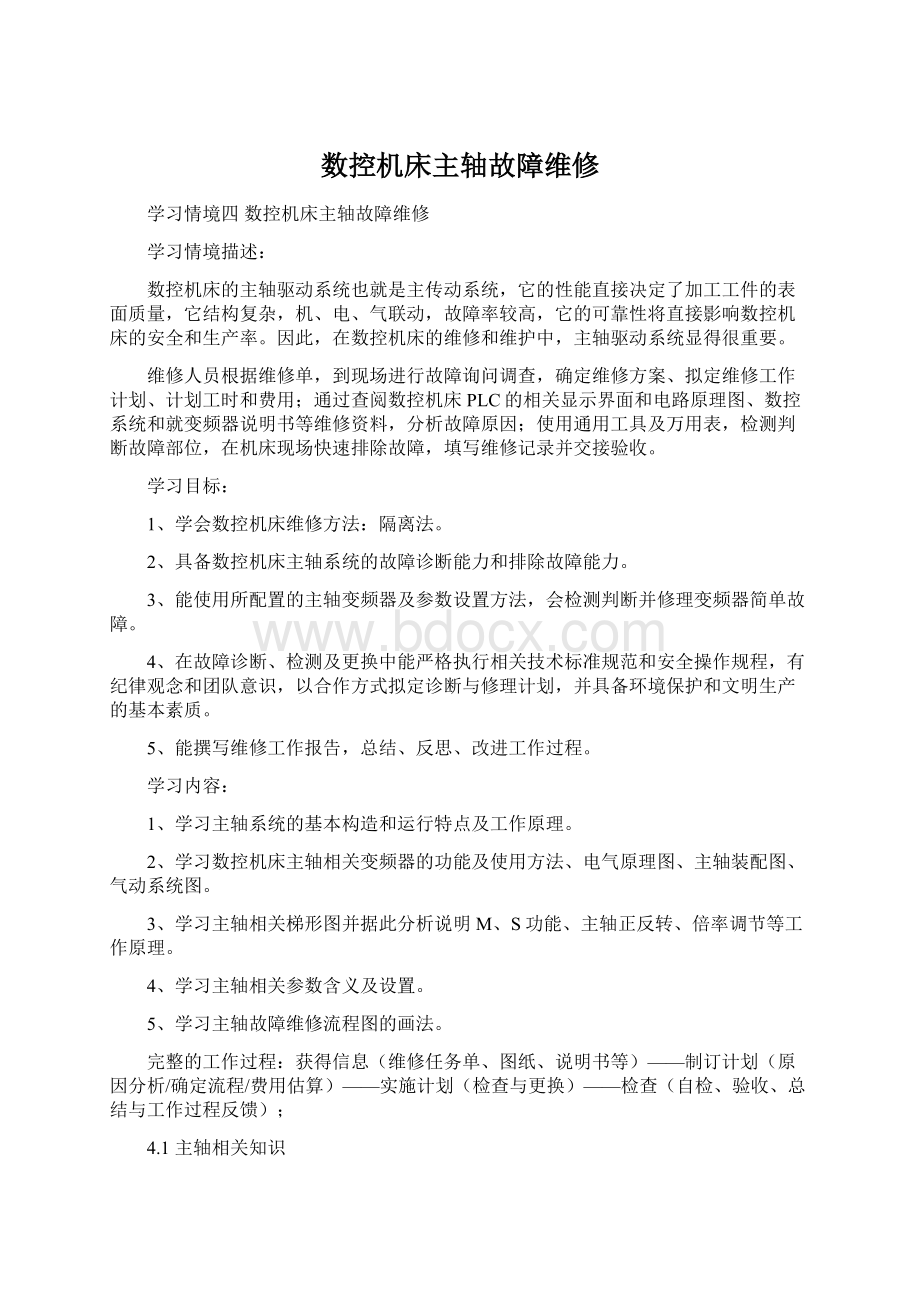 数控机床主轴故障维修Word文件下载.docx