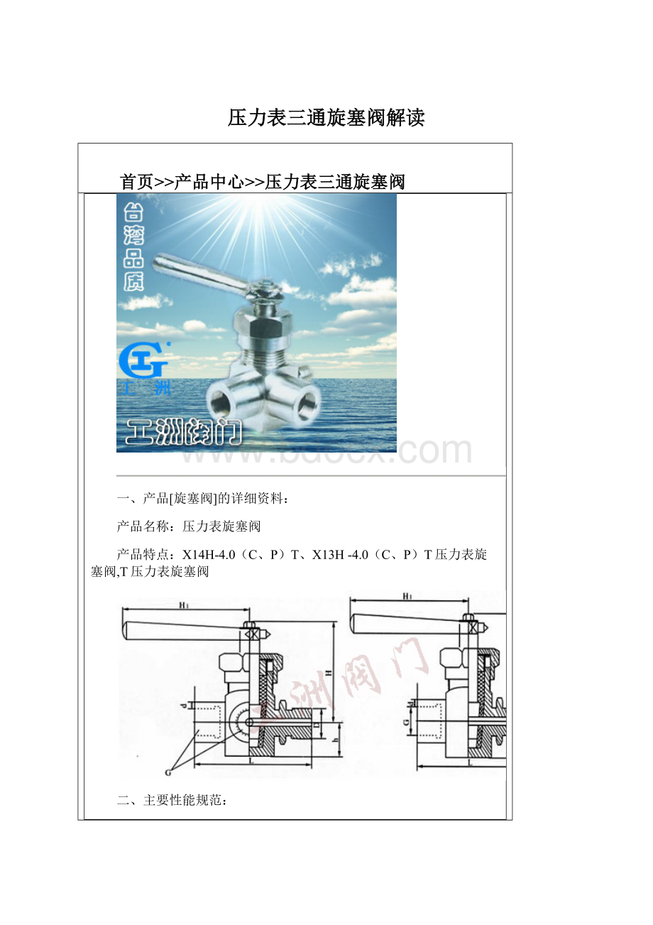 压力表三通旋塞阀解读Word格式文档下载.docx_第1页