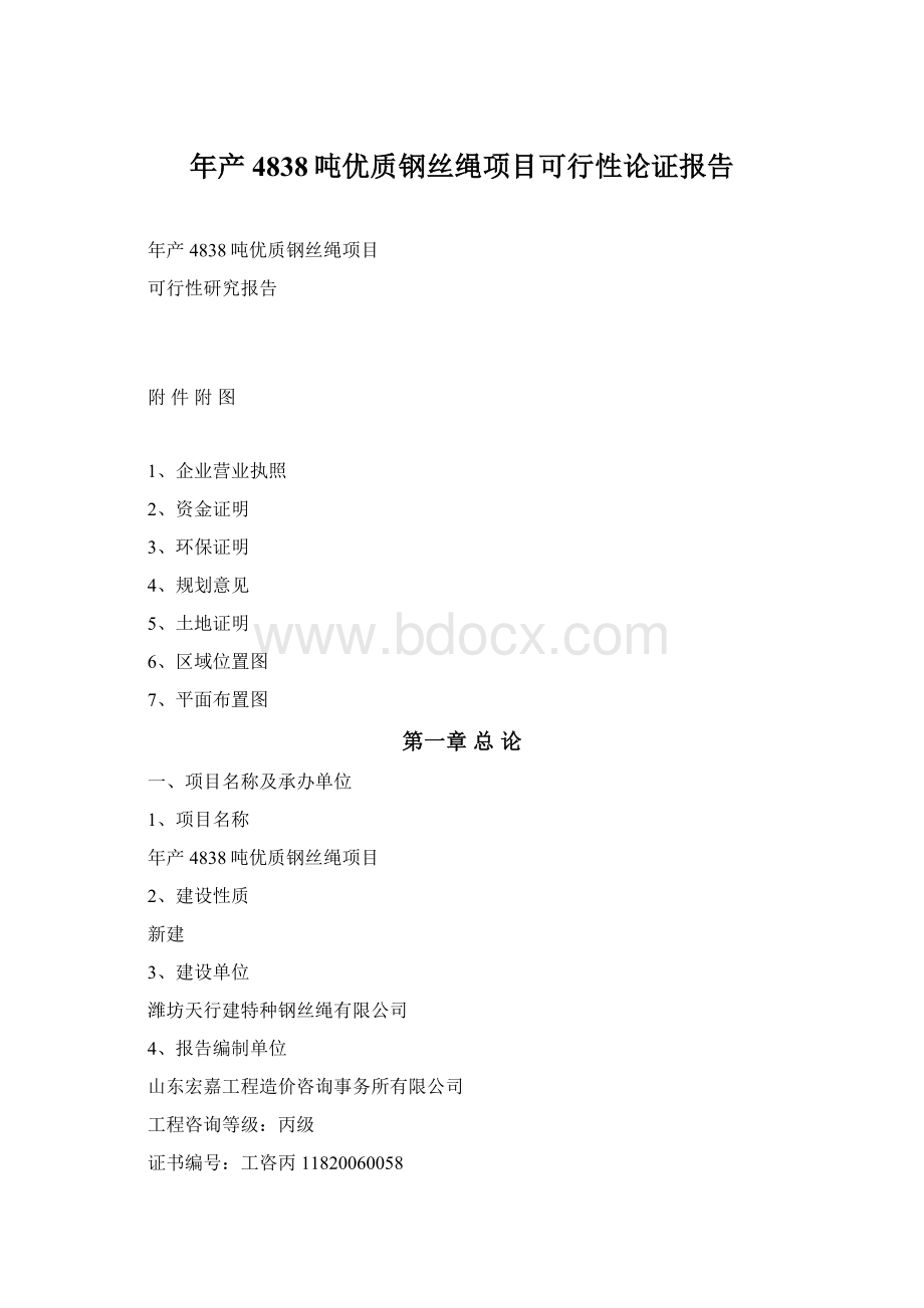 年产4838吨优质钢丝绳项目可行性论证报告Word格式文档下载.docx