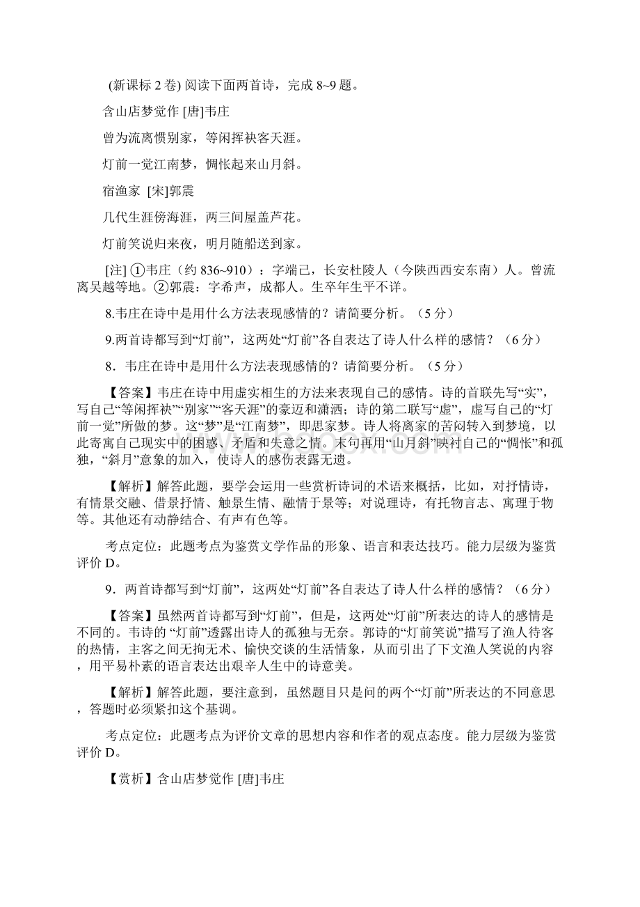 高考真题汇编诗歌鉴赏Word下载.docx_第2页