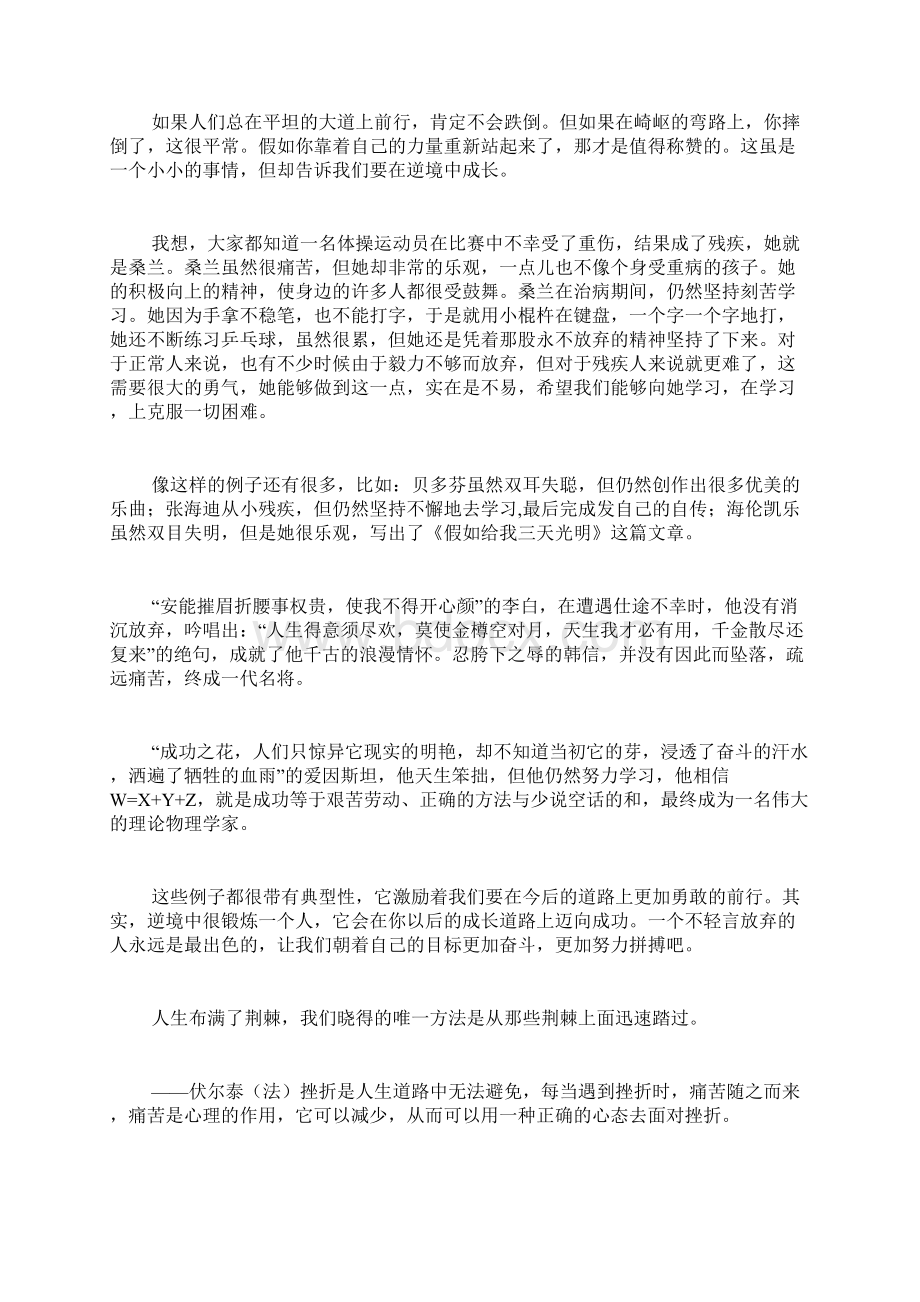 关于在逆境中奋斗的作文范文Word文档格式.docx_第2页