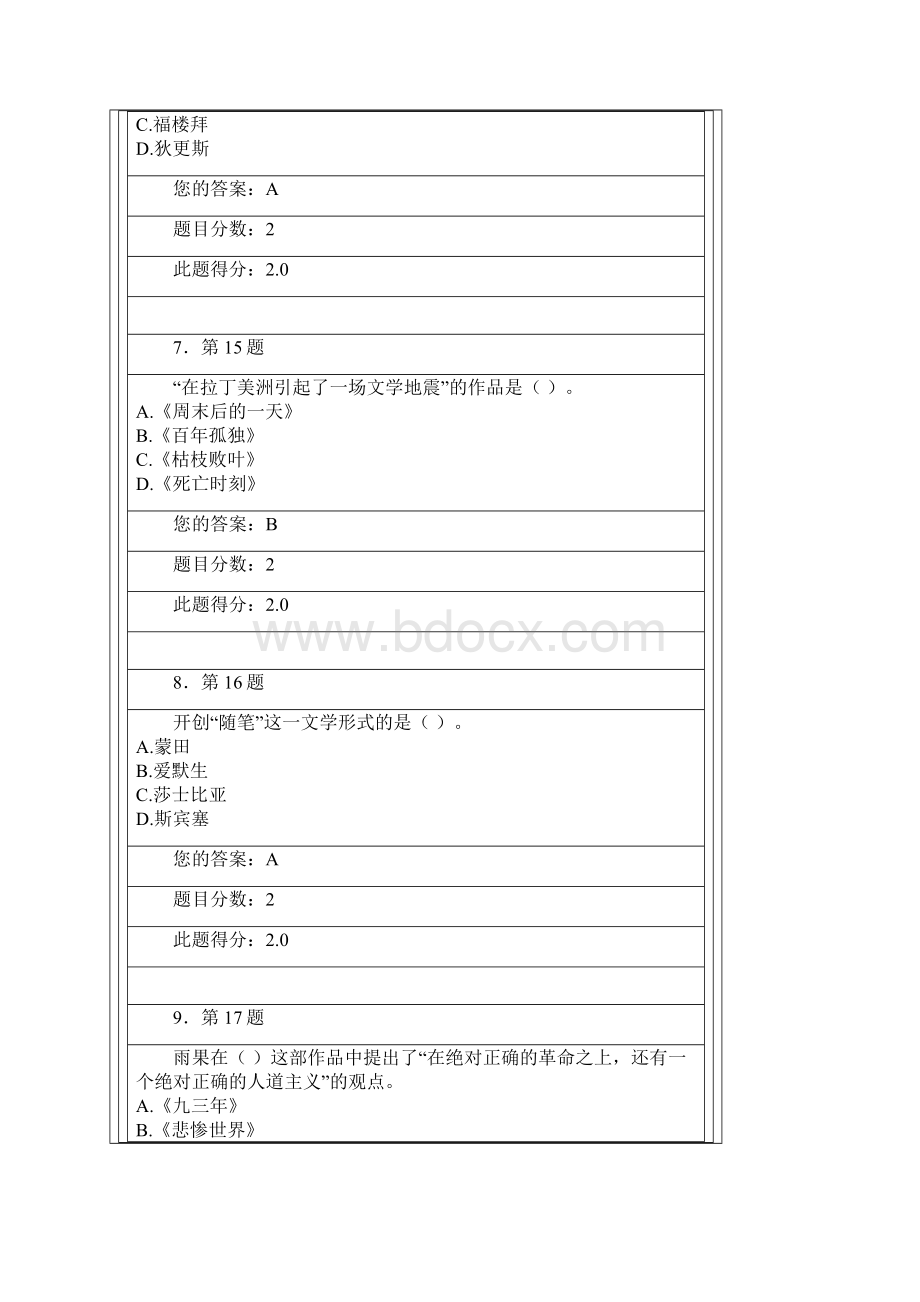 春季华师外国文学名著导读在线作业及答案3.docx_第3页