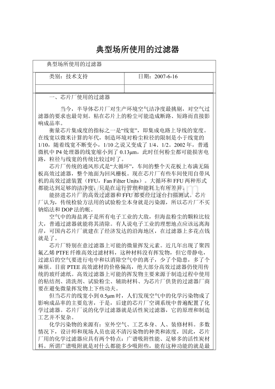 典型场所使用的过滤器Word文档下载推荐.docx_第1页