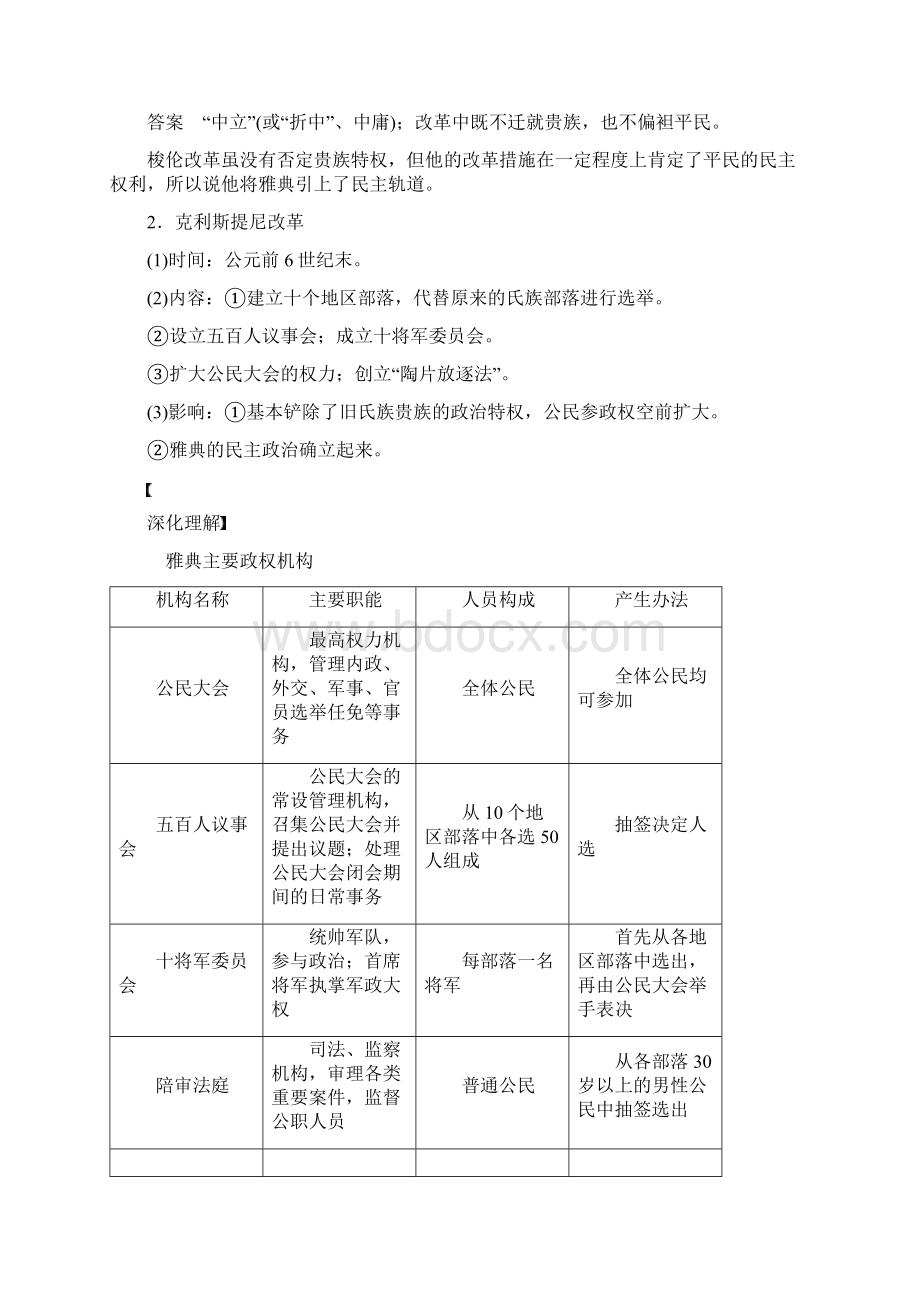 学年高中历史第二单元古代希腊罗马的政治制度第5课古代希腊民主政治学案新人教版Word格式文档下载.docx_第3页