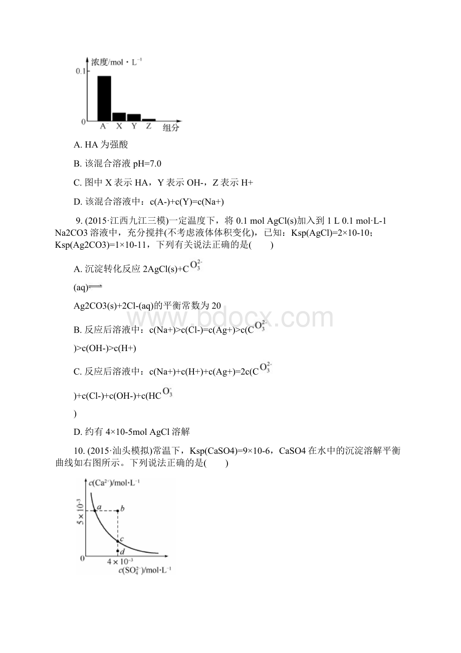 版高考化学一轮复习专题七电解质溶液中的离子平衡元检测卷讲解.docx_第3页