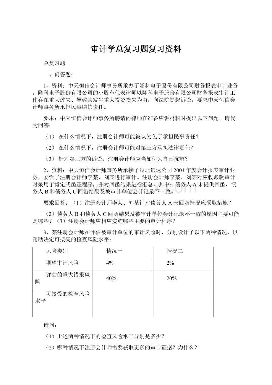 审计学总复习题复习资料.docx_第1页