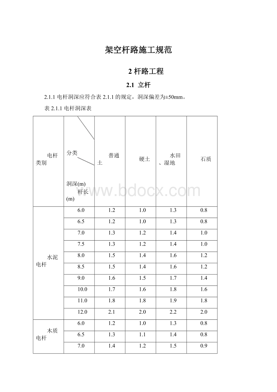 架空杆路施工规范.docx