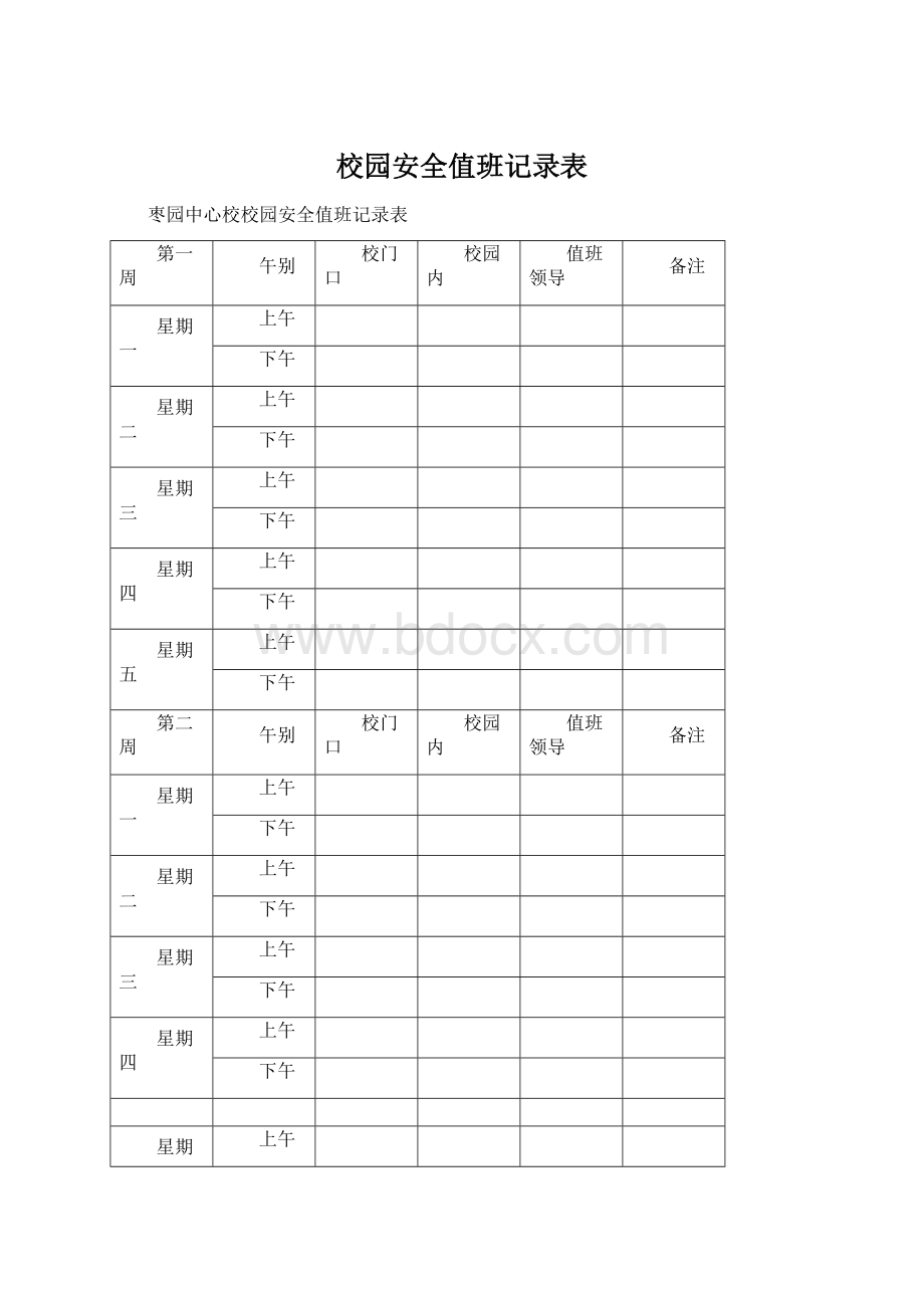 校园安全值班记录表Word下载.docx_第1页