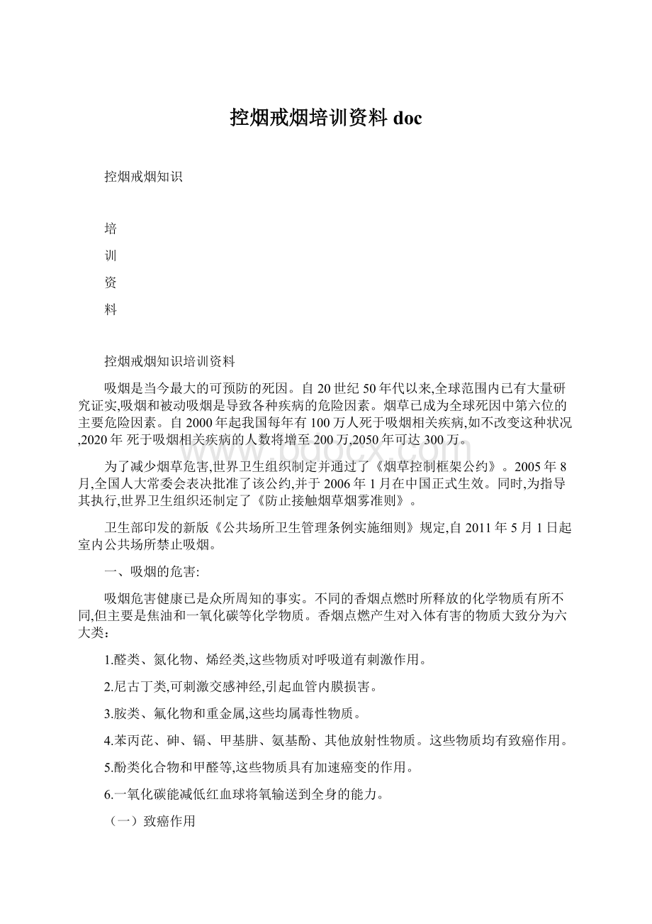 控烟戒烟培训资料docWord文件下载.docx