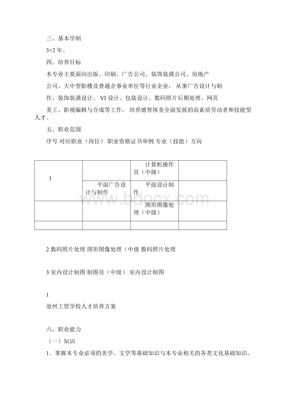 数字媒体专业3+2人才培养方案.docx_第3页