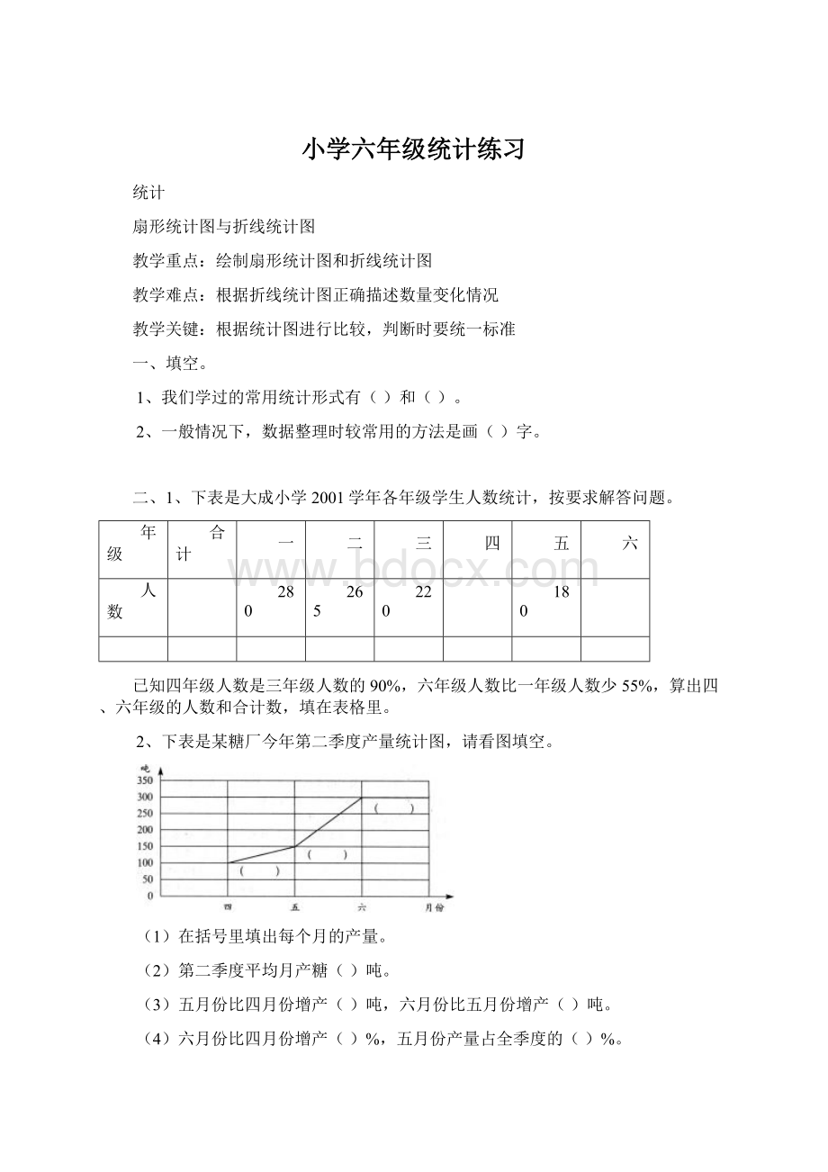 小学六年级统计练习.docx