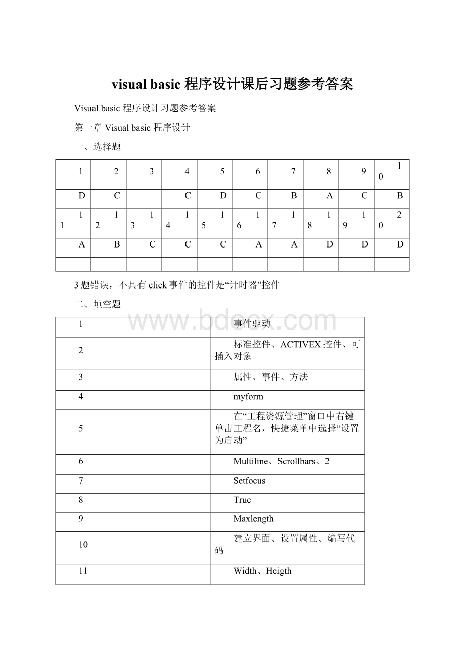 visual basic 程序设计课后习题参考答案.docx_第1页