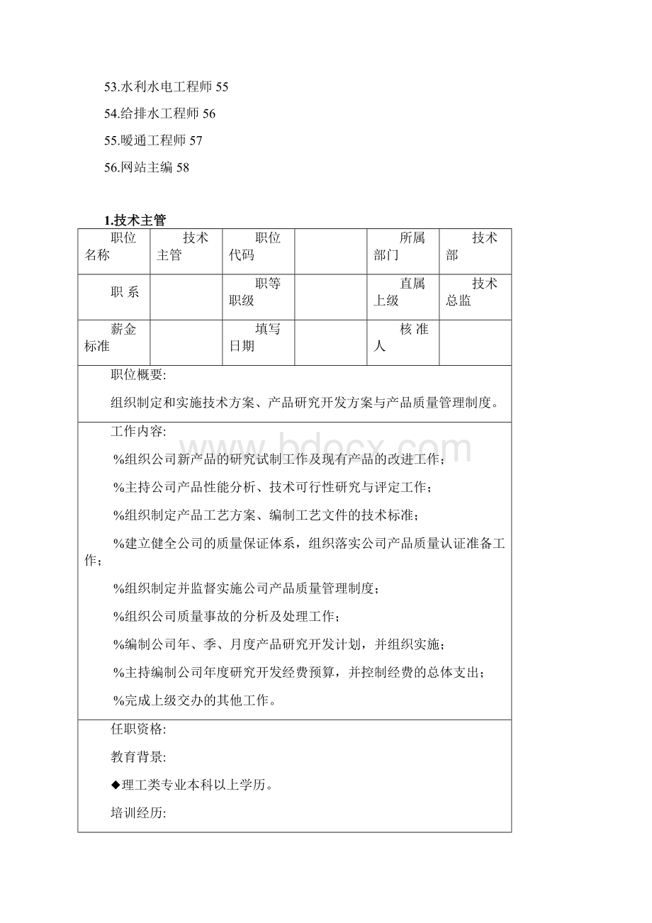 职位说明书技术类Word格式.docx_第3页