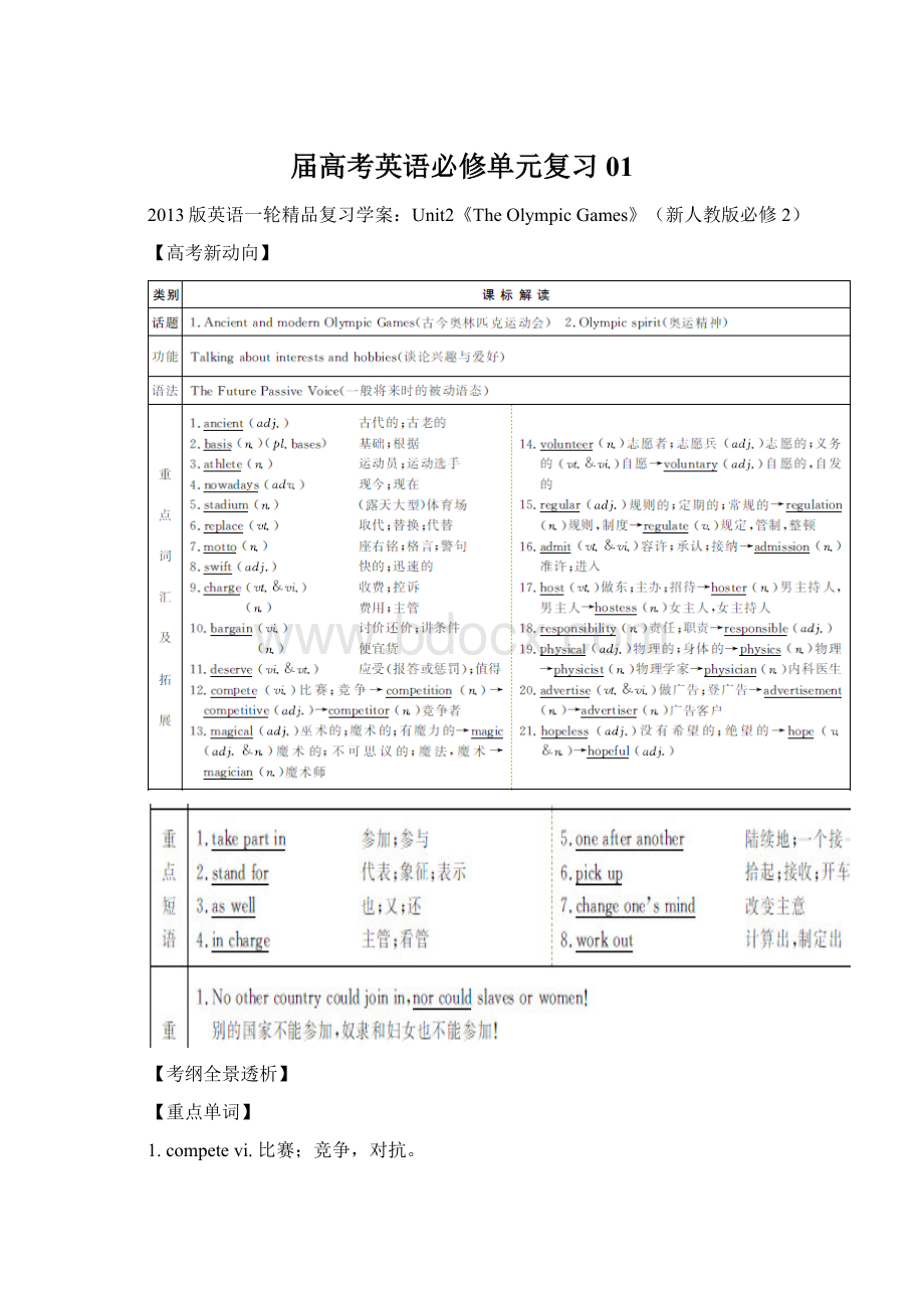 届高考英语必修单元复习01Word文件下载.docx