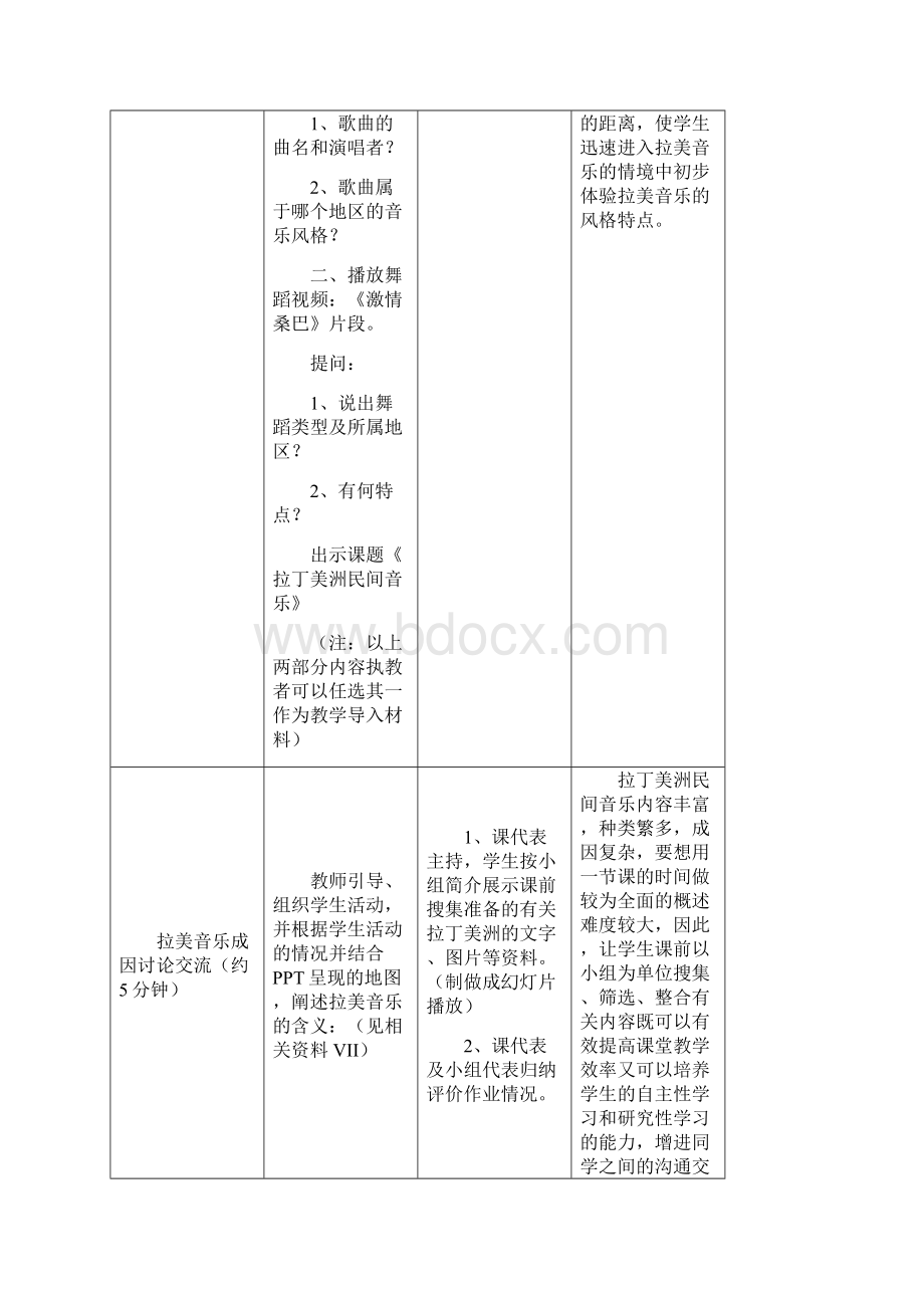 拉丁美洲民间音乐教学设计Word格式文档下载.docx_第3页