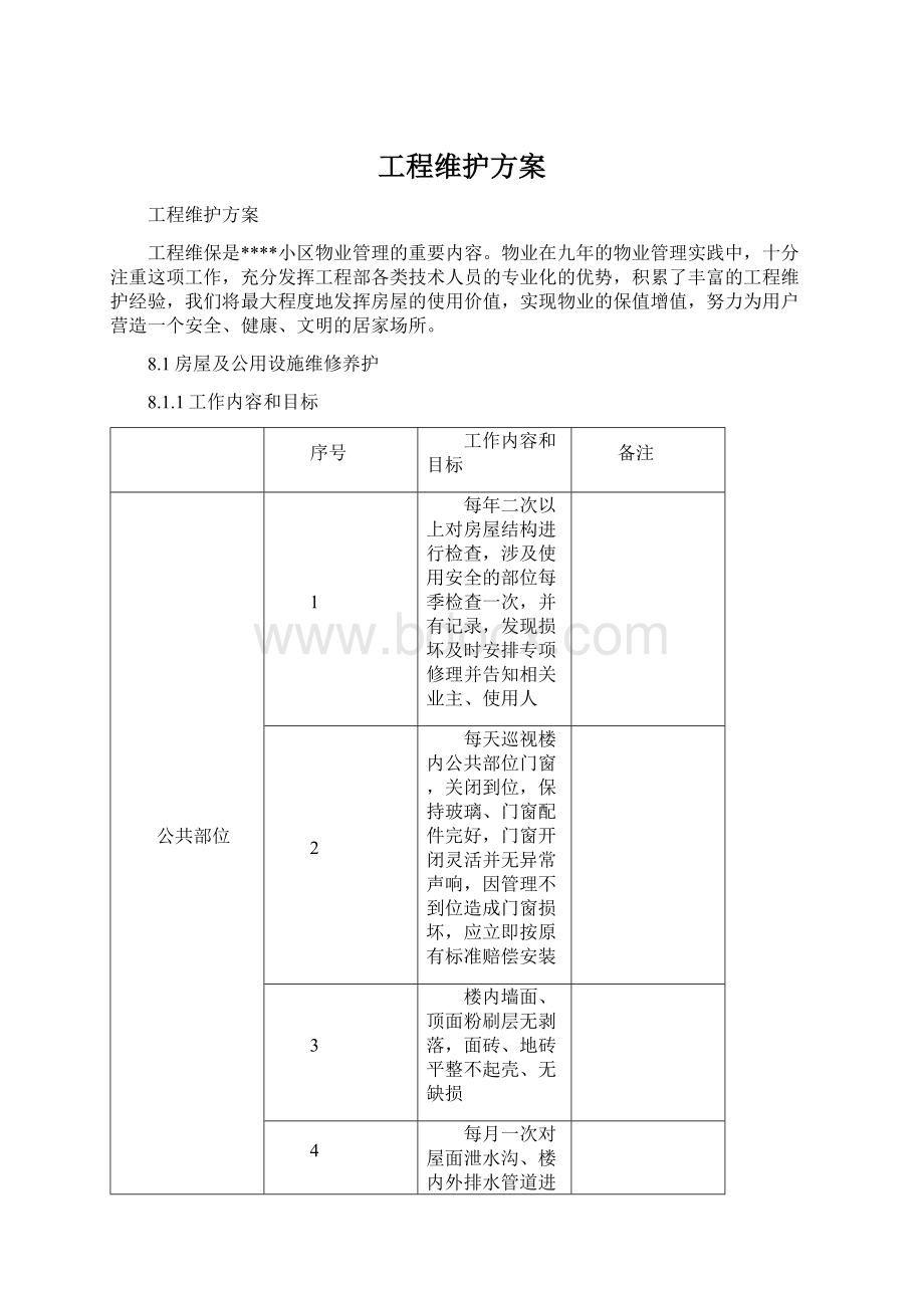 工程维护方案Word下载.docx