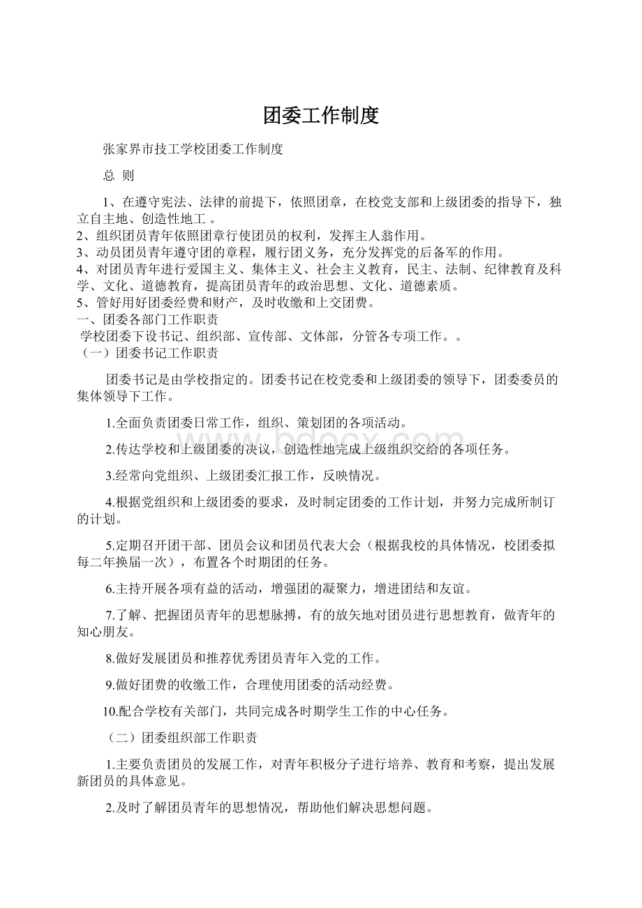 团委工作制度Word文档格式.docx