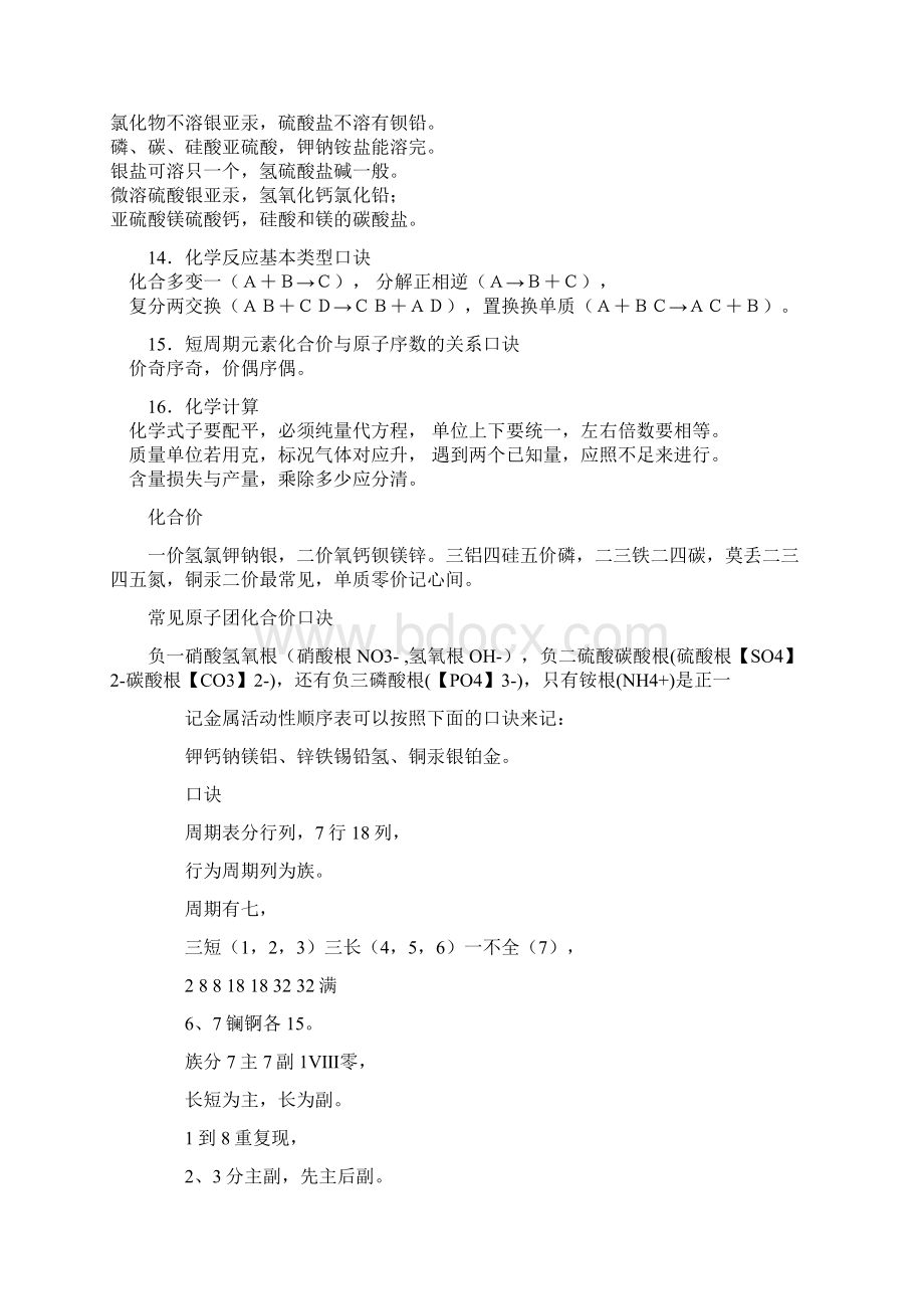 高中化学口诀大全非常全页Word格式.docx_第3页