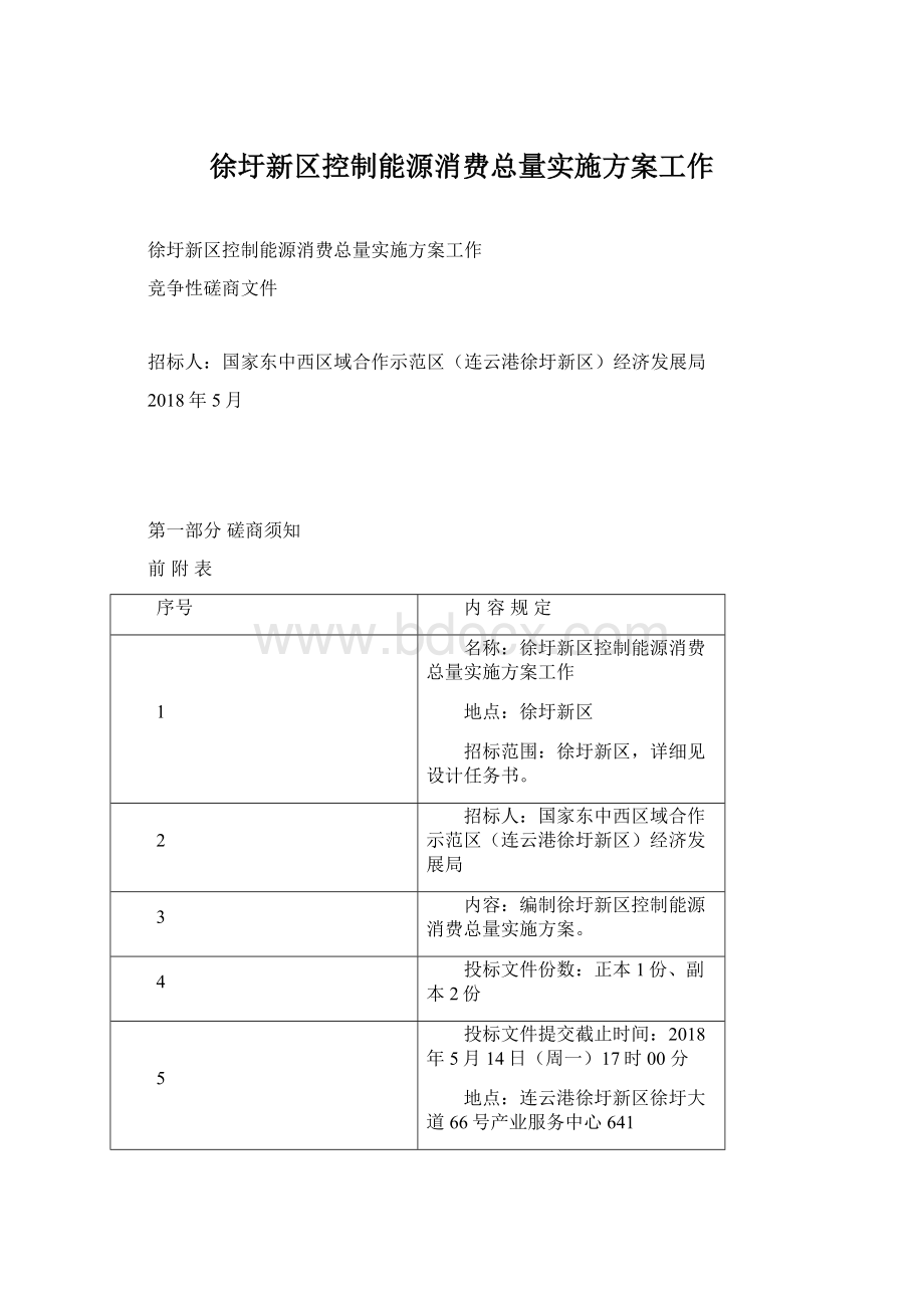 徐圩新区控制能源消费总量实施方案工作.docx_第1页