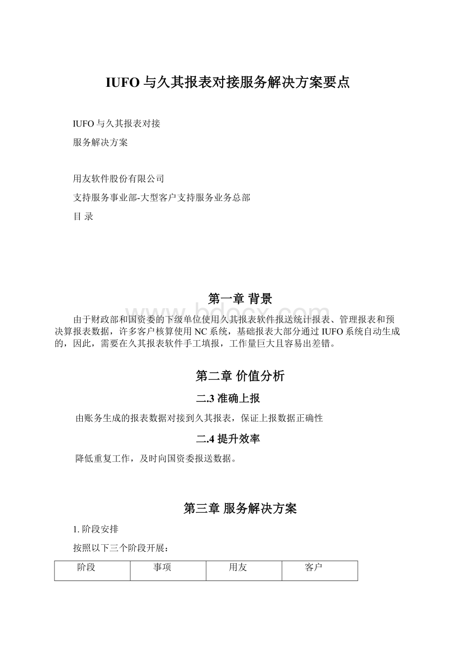 IUFO与久其报表对接服务解决方案要点.docx