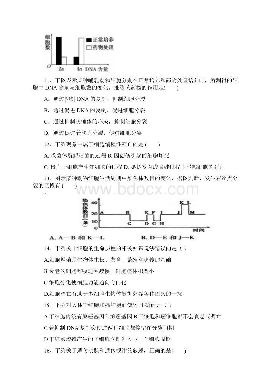 四川省雅安市学年高一生物下学期期末模拟试题Word文档下载推荐.docx_第3页