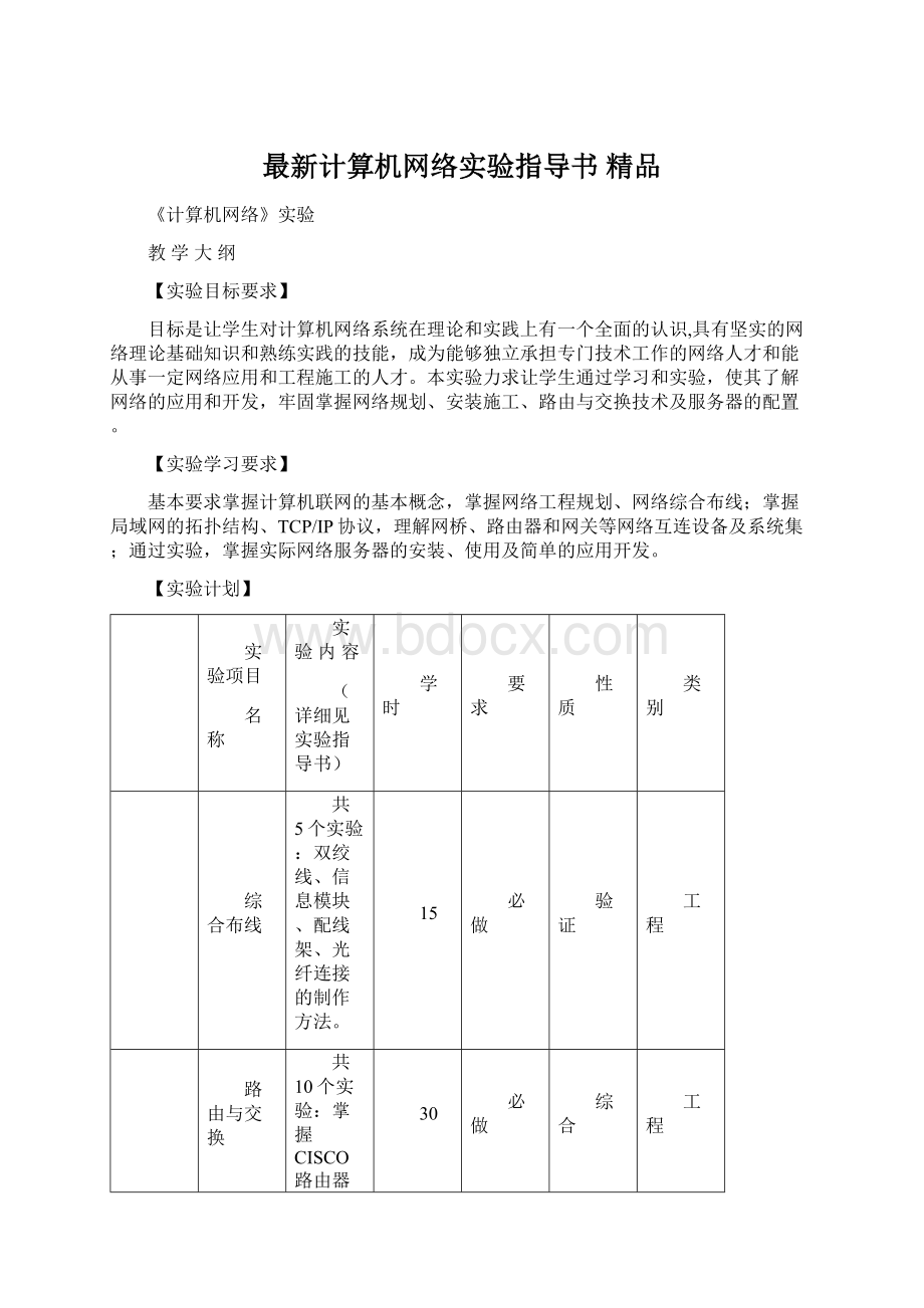 最新计算机网络实验指导书 精品Word文件下载.docx_第1页