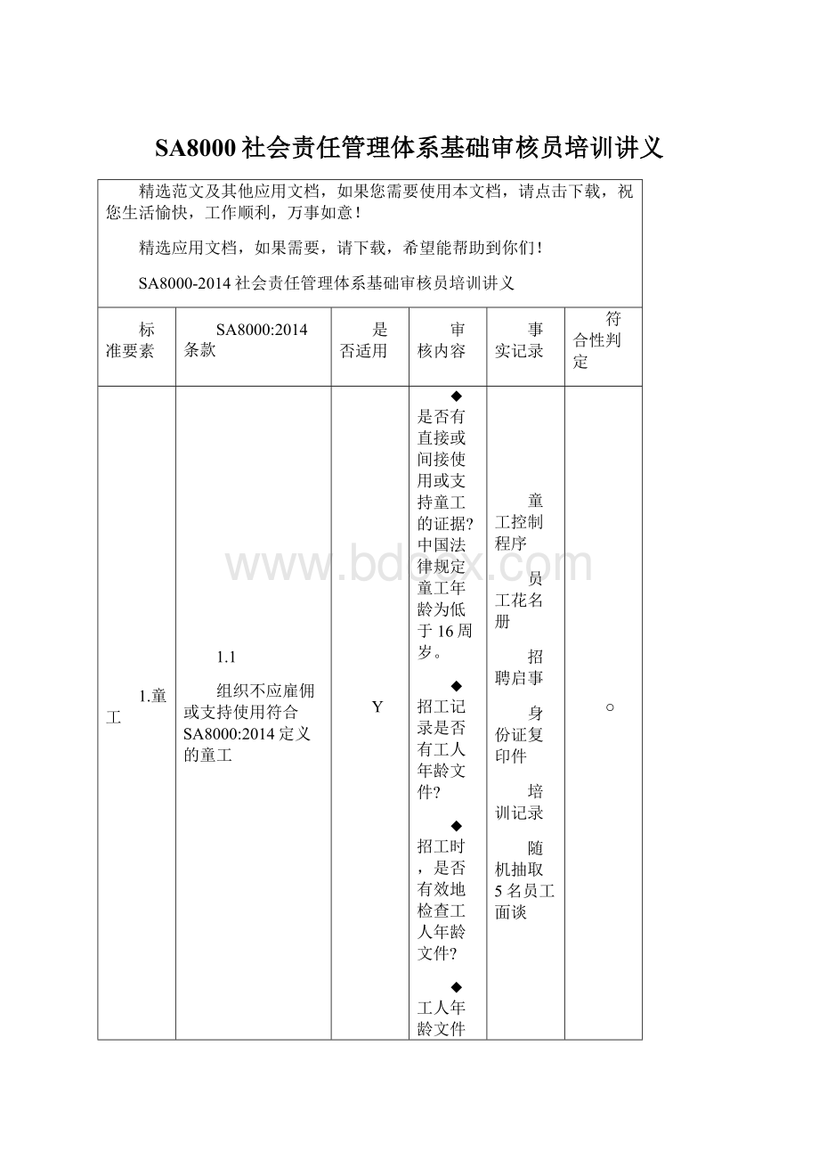 SA8000社会责任管理体系基础审核员培训讲义.docx