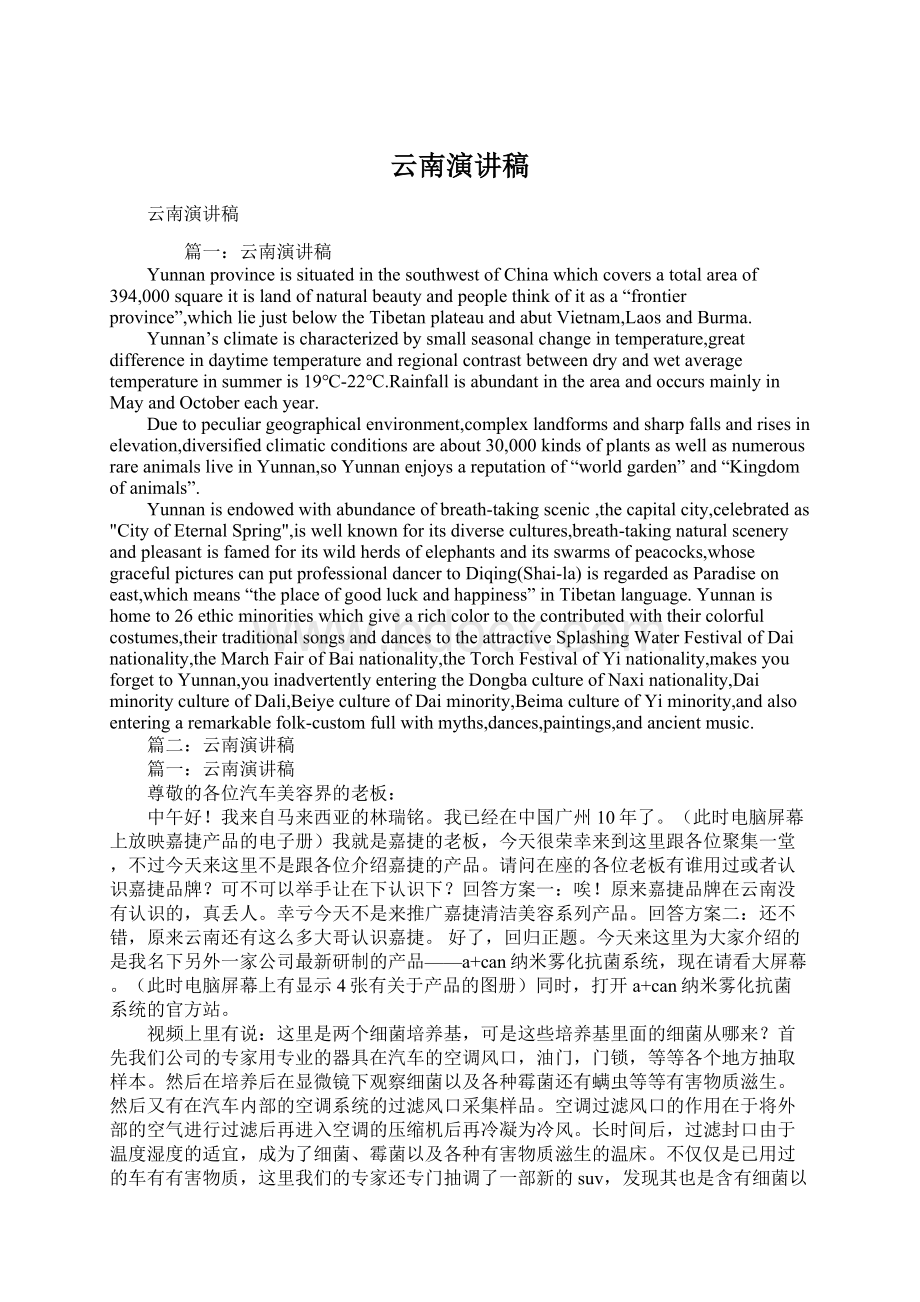 云南演讲稿文档格式.docx