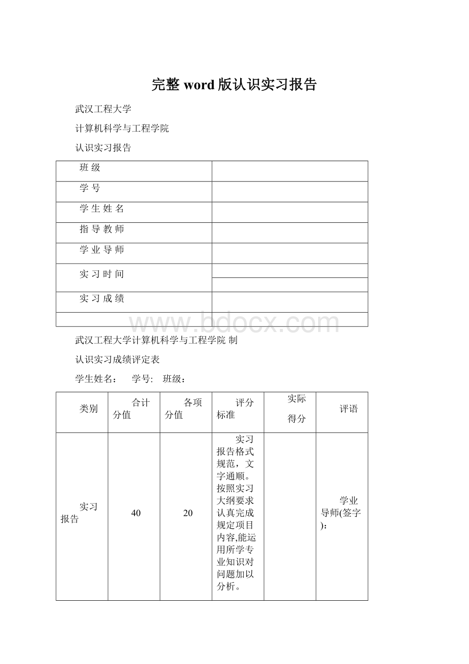 完整word版认识实习报告.docx_第1页