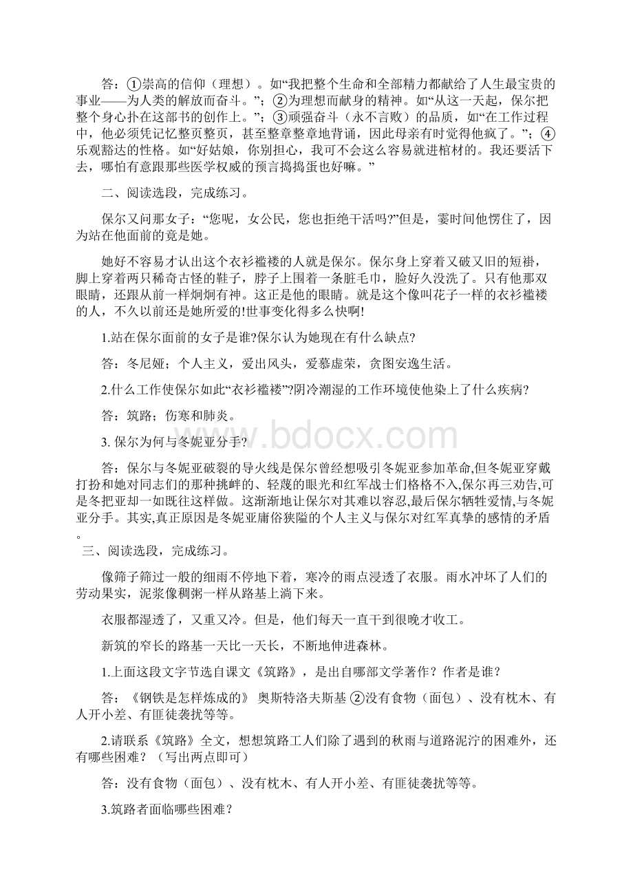 《钢铁是怎样炼成的》中考选篇阅读含答案Word格式文档下载.docx_第2页