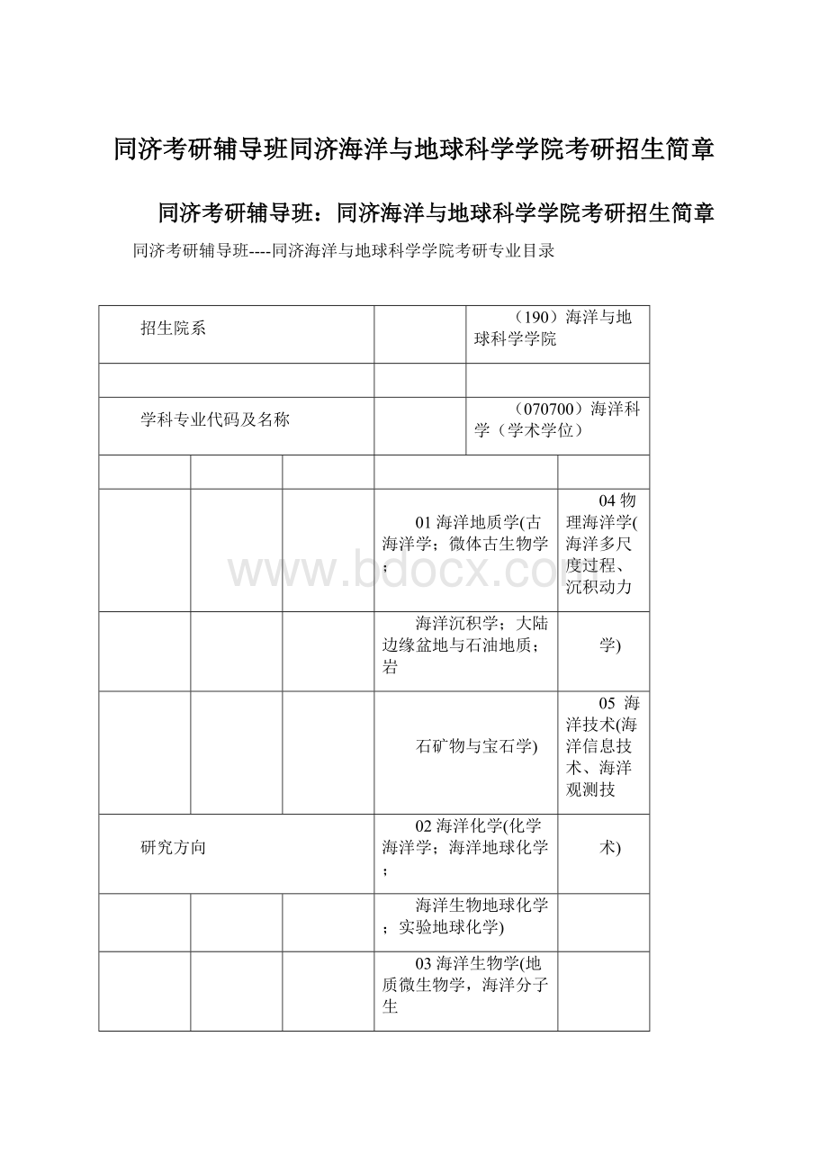 同济考研辅导班同济海洋与地球科学学院考研招生简章.docx_第1页