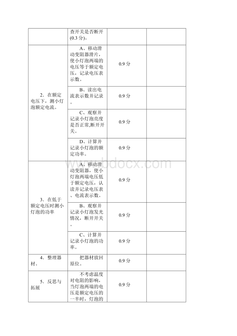 中考物理实验操作考试评分标准Word文档下载推荐.docx_第3页