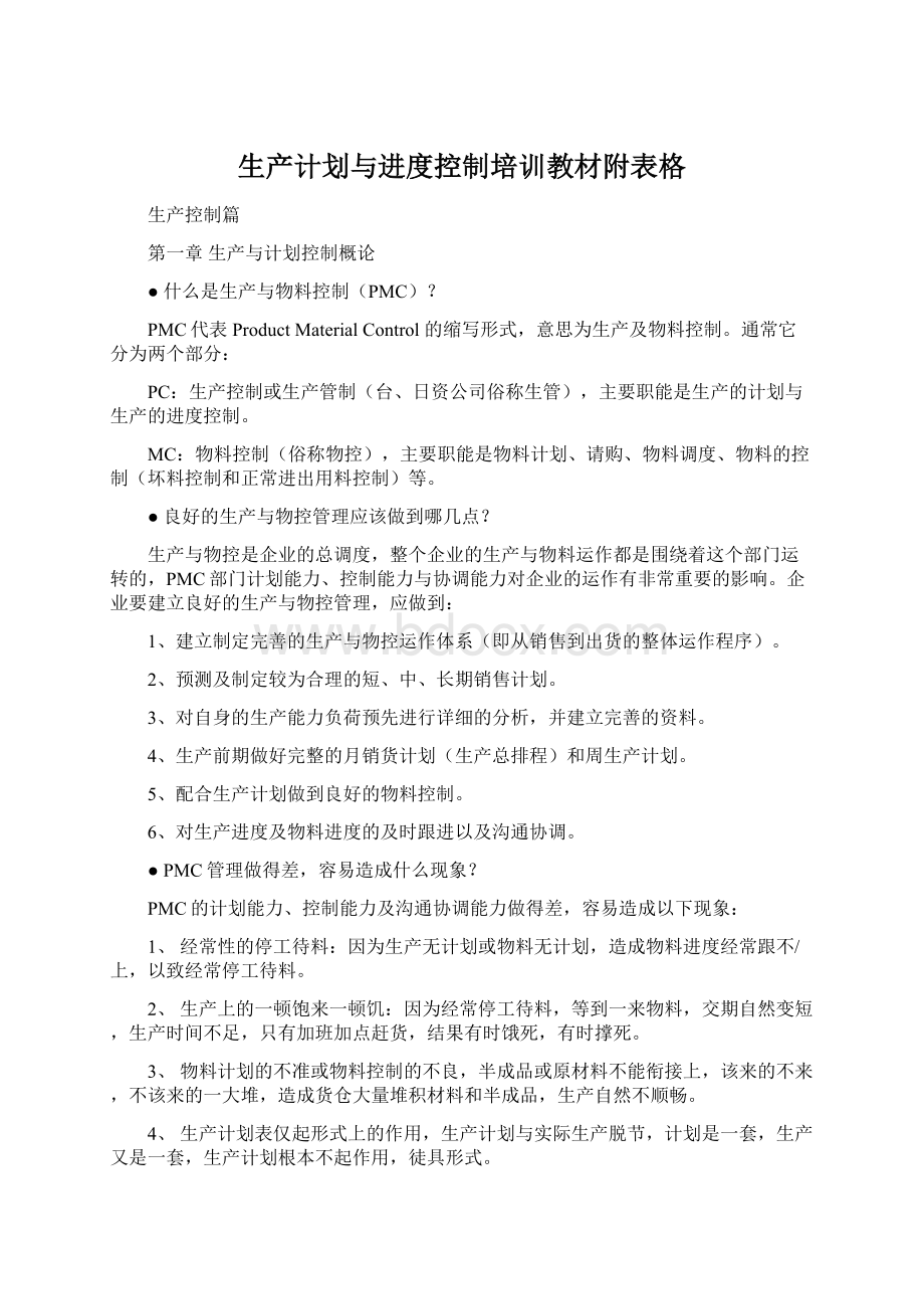 生产计划与进度控制培训教材附表格.docx