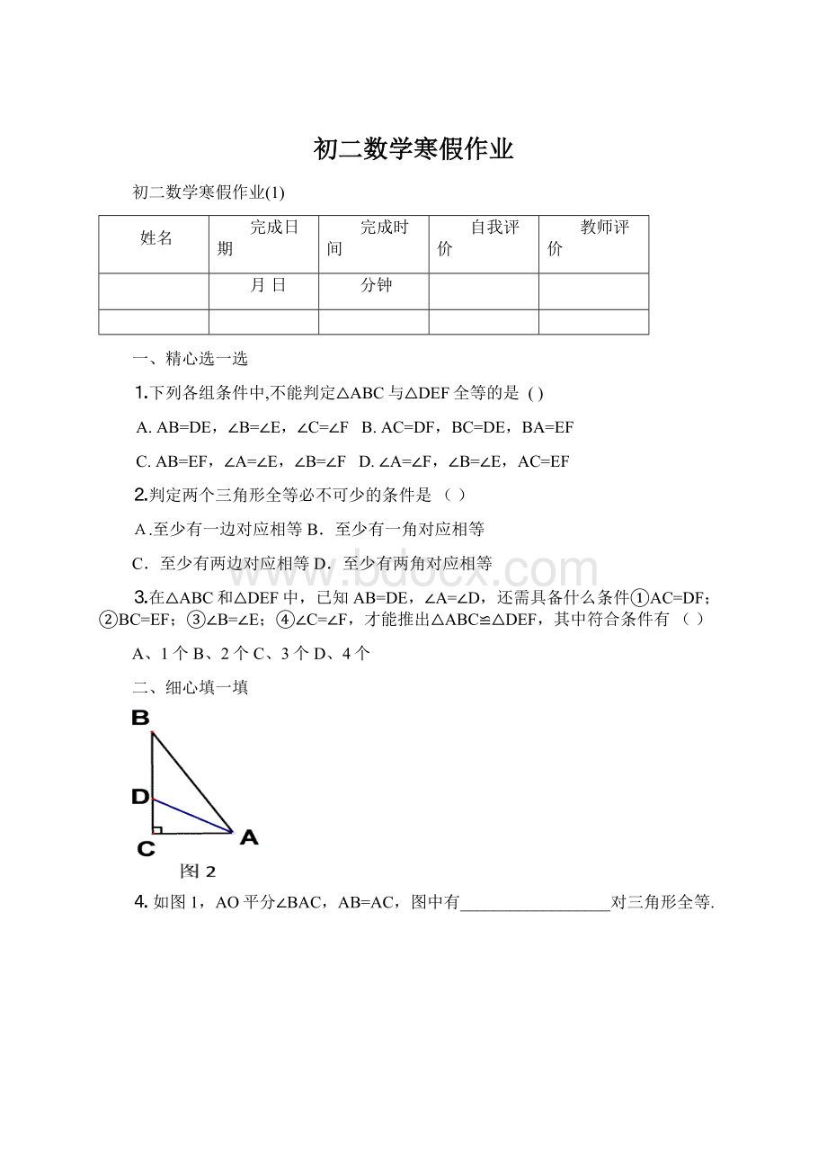 初二数学寒假作业Word文档下载推荐.docx