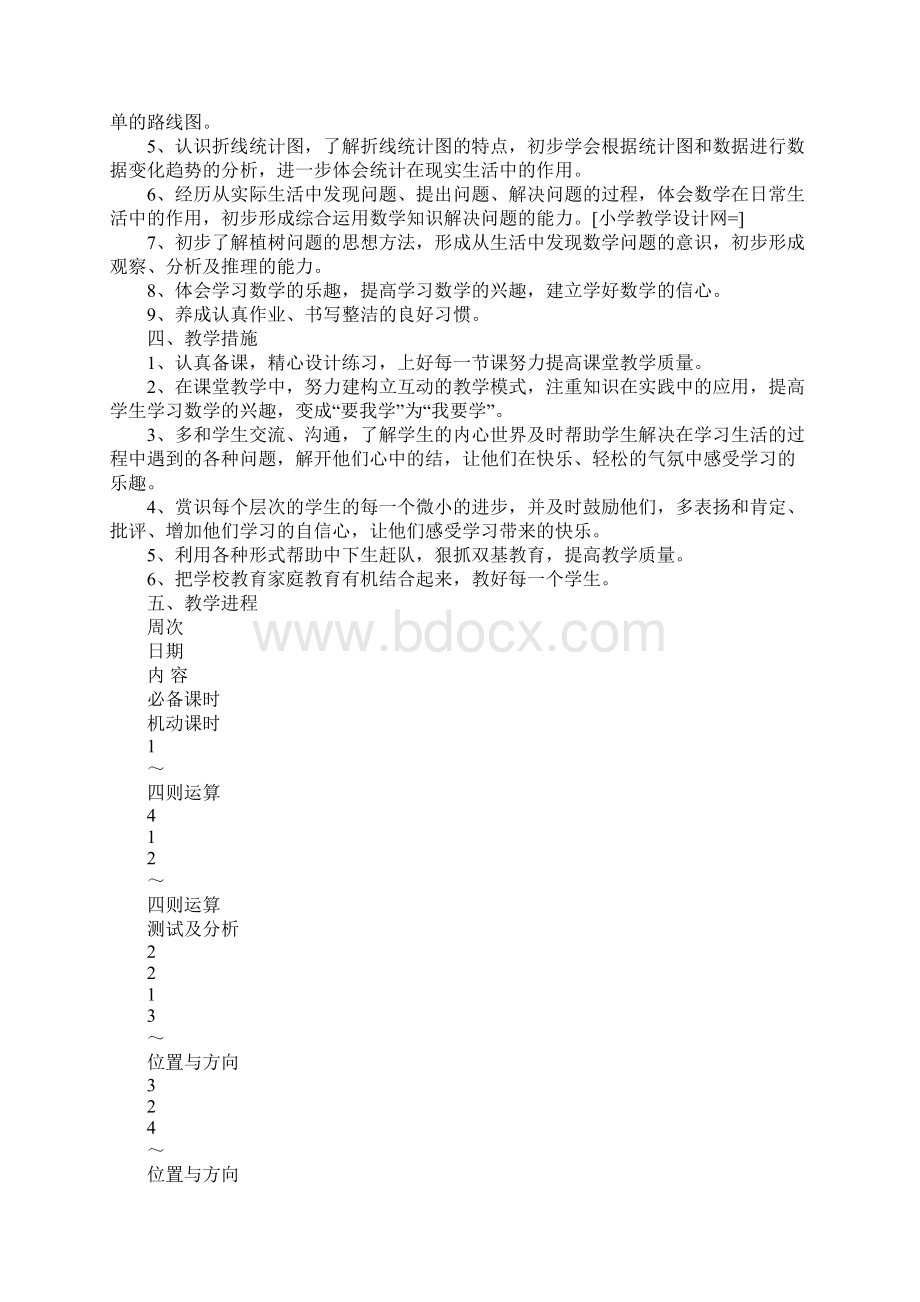 人教版小学四年级下册数学教学计划.docx_第2页