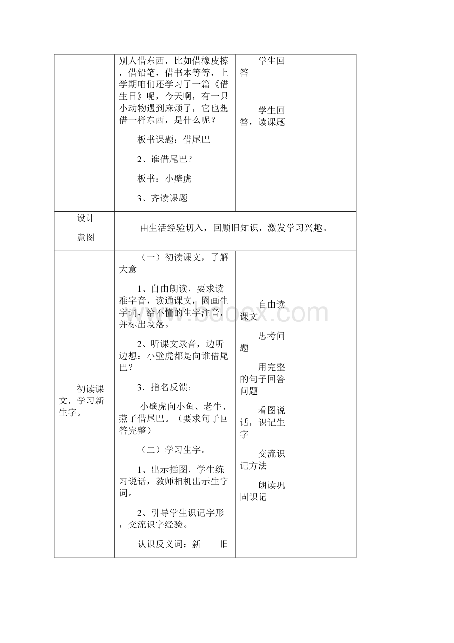 完整打印版人教版语文小学一年级下册《小壁虎借尾巴》教案教学设计文档格式.docx_第2页