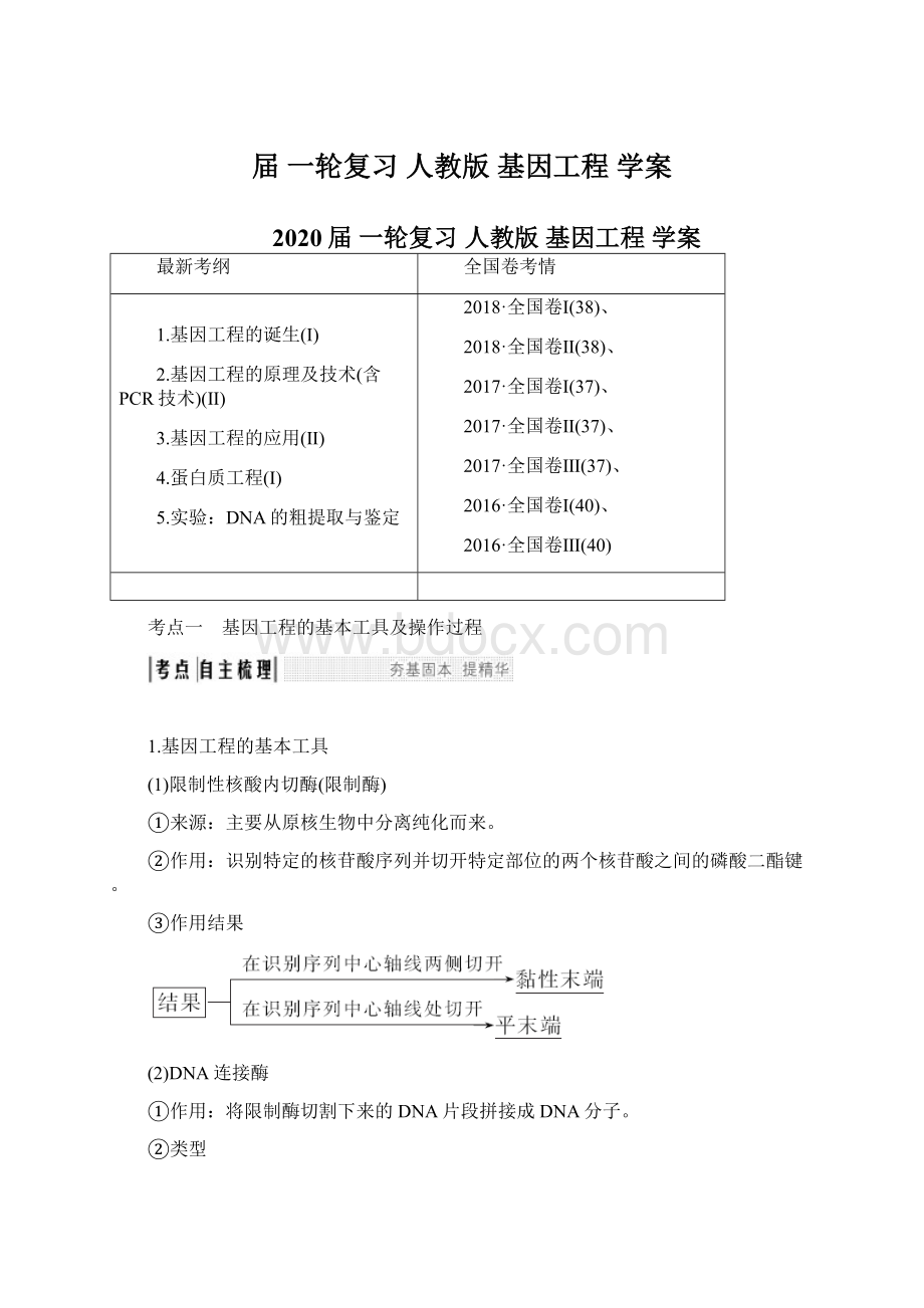 届 一轮复习人教版 基因工程 学案.docx_第1页