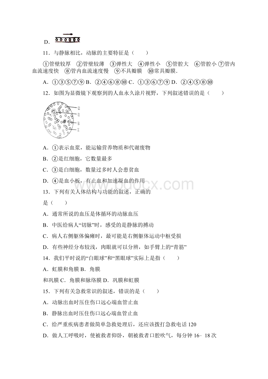 四川省内江市学年七年级生物下学期期末试题济南版含答案.docx_第3页