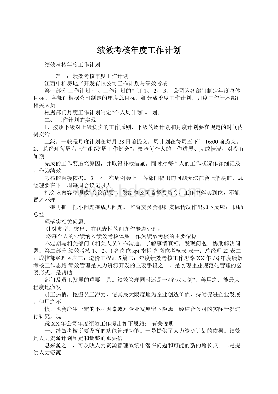 绩效考核年度工作计划.docx