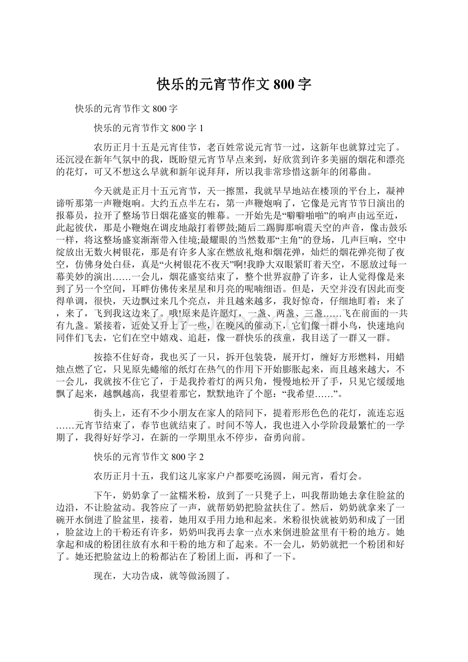 快乐的元宵节作文800字Word文档下载推荐.docx