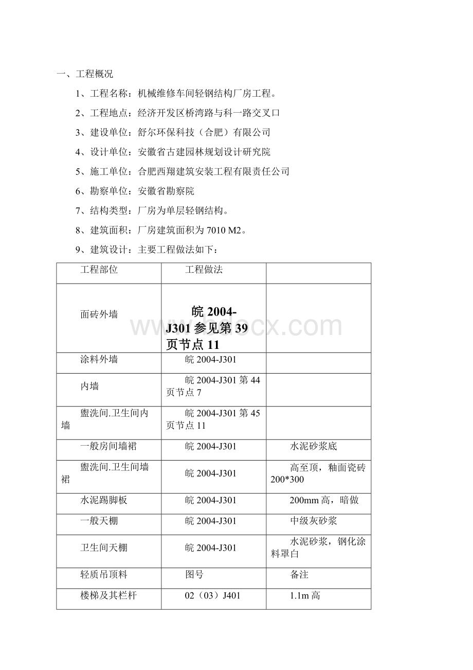 机械维修车间轻钢结构厂房工程施工组织设计 精品.docx_第2页