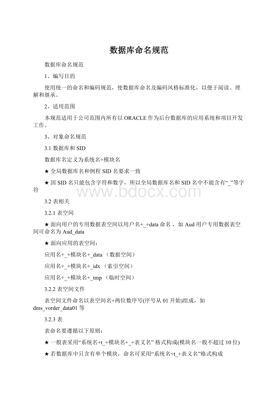 数据库命名规范Word文档格式.docx_第1页