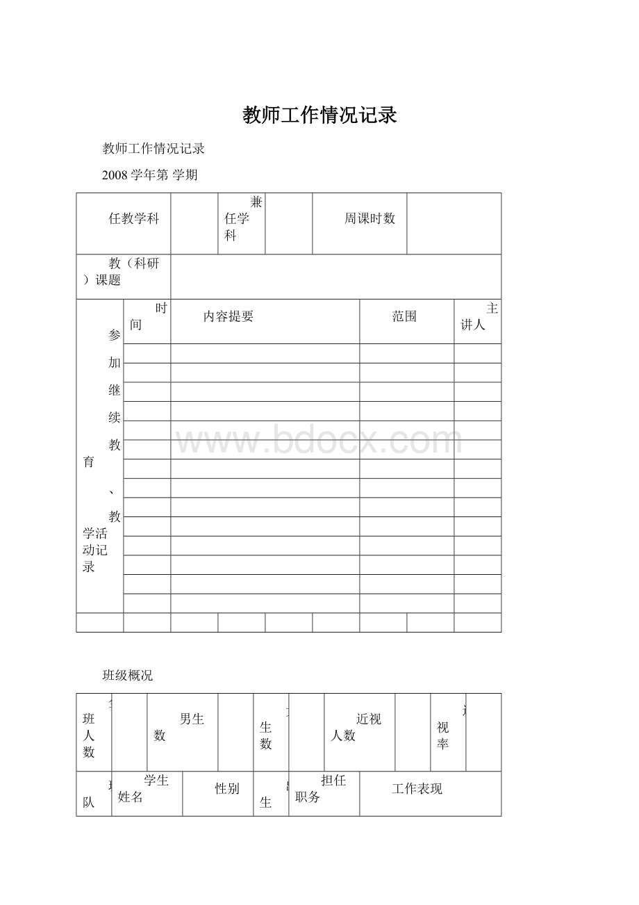 教师工作情况记录.docx