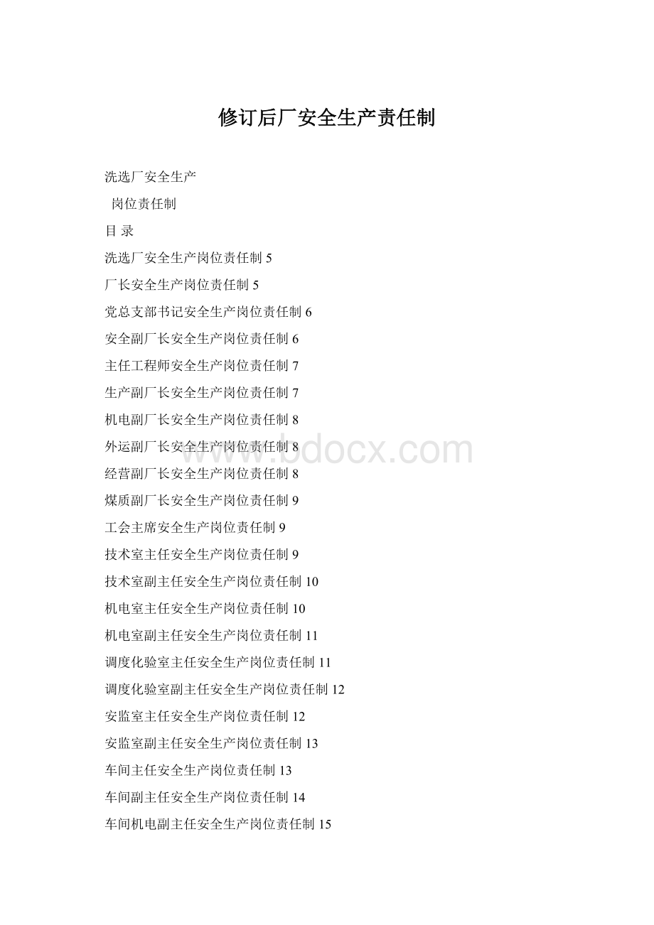 修订后厂安全生产责任制Word格式.docx