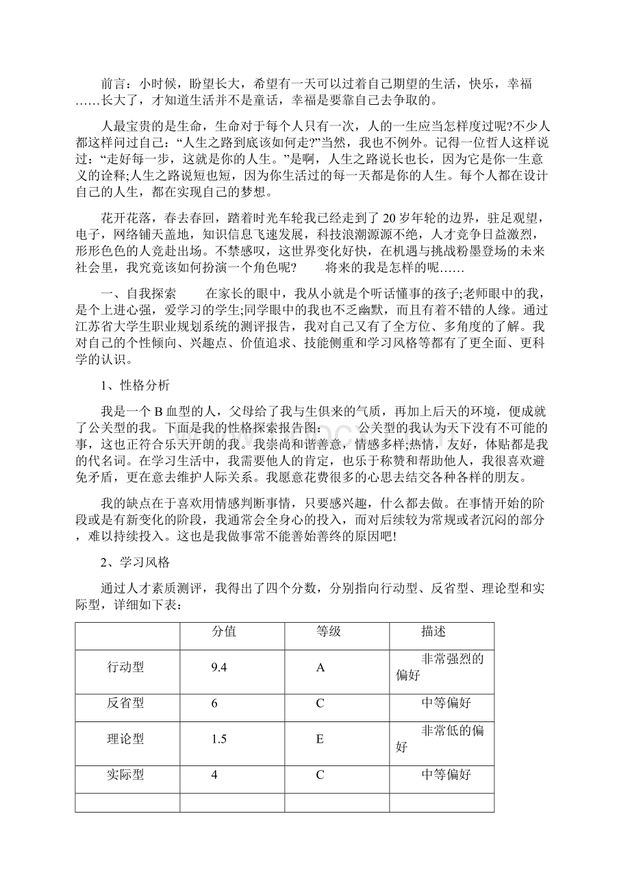 服装设计专业大学生职业生涯规划书彩打版Word文件下载.docx_第2页