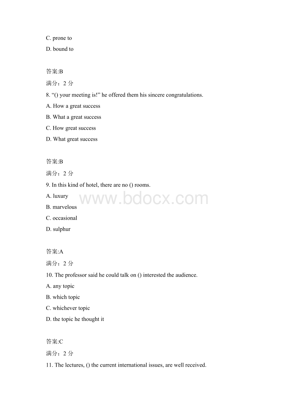 西安交通大学17年课程考试《英语3新录》作业考核试题100分答案.docx_第3页