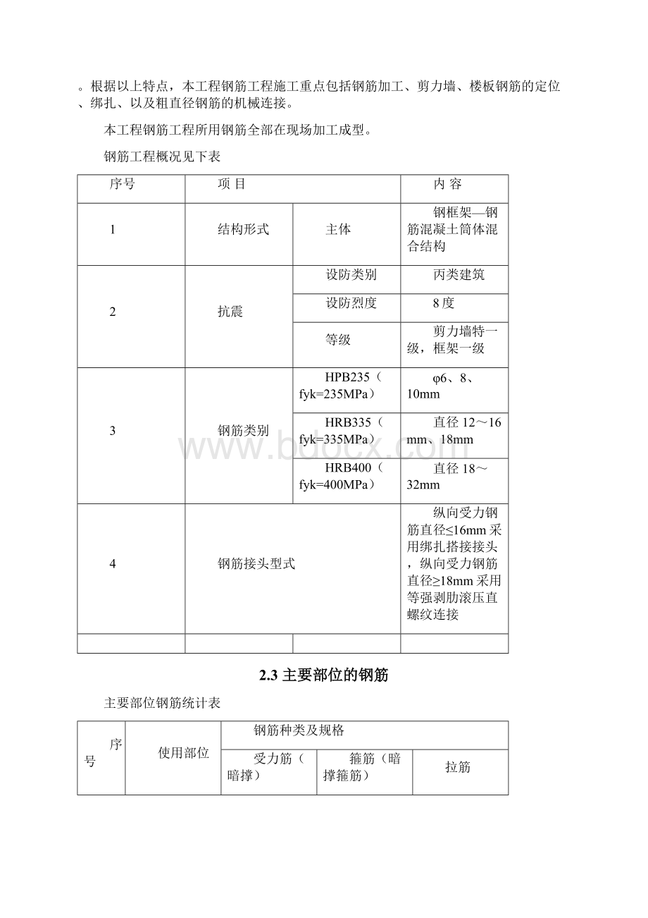 北京某超高层钢筋工程施工方案992 钢框架钢筋混凝土筒体混合结构Word下载.docx_第3页