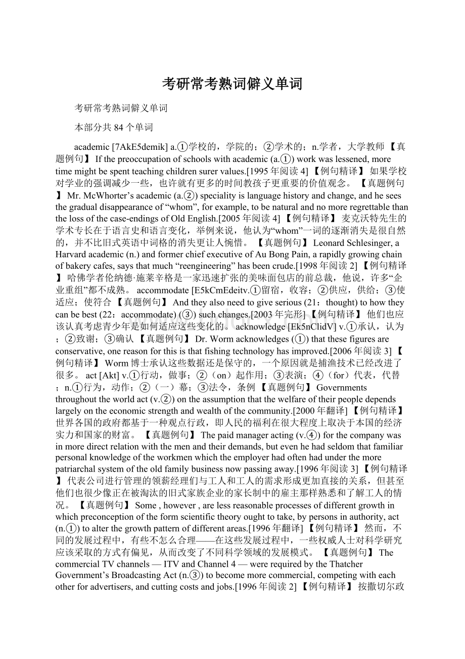 考研常考熟词僻义单词Word格式文档下载.docx